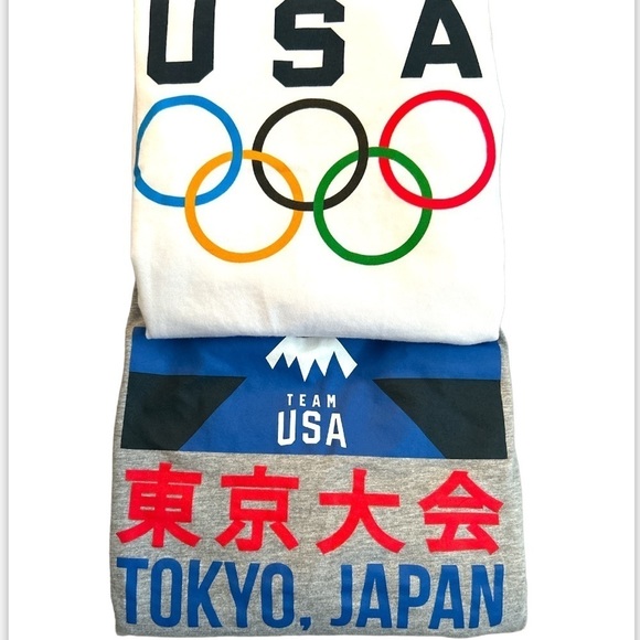 Team Apparel Tops - TEAM USA Tokyo Japan Olympics Lot of 2 T-Shirts, Size L